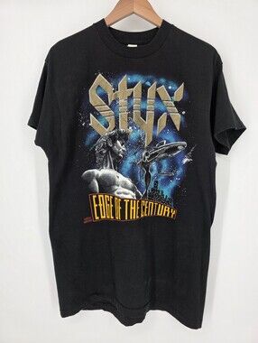 Styx Vintage 1991 Edge Of The Century Concert Tour Band T-shirt, XL